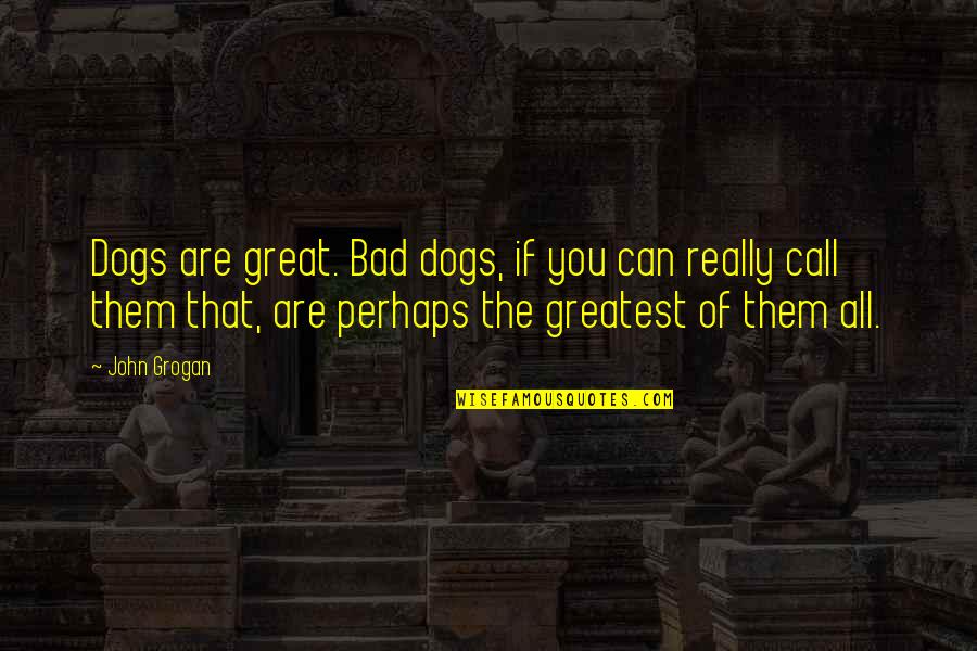 Never Fall In Love With Your Best Friend Quotes By John Grogan: Dogs are great. Bad dogs, if you can Never Fall In Love With Your Best Friend Quotes By John Grogan: Dogs are great. Bad dogs, if you can