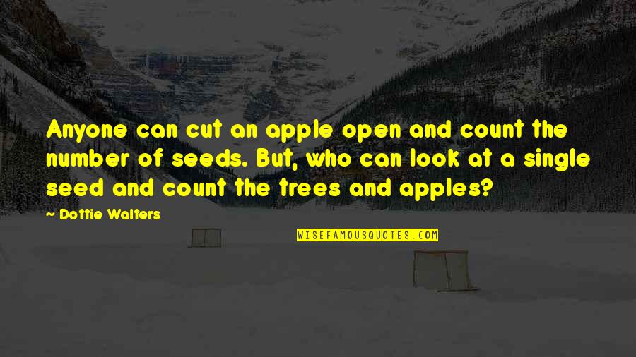 Never Feel Sad About Losing Anything In Life Quotes By Dottie Walters: Anyone can cut an apple open and count Never Feel Sad About Losing Anything In Life Quotes By Dottie Walters: Anyone can cut an apple open and count