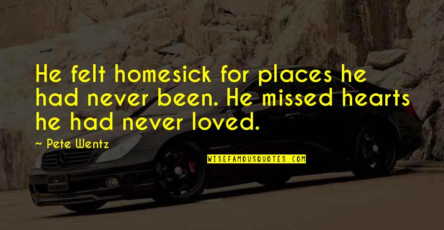 Never Felt So Loved Quotes By Pete Wentz: He felt homesick for places he had never