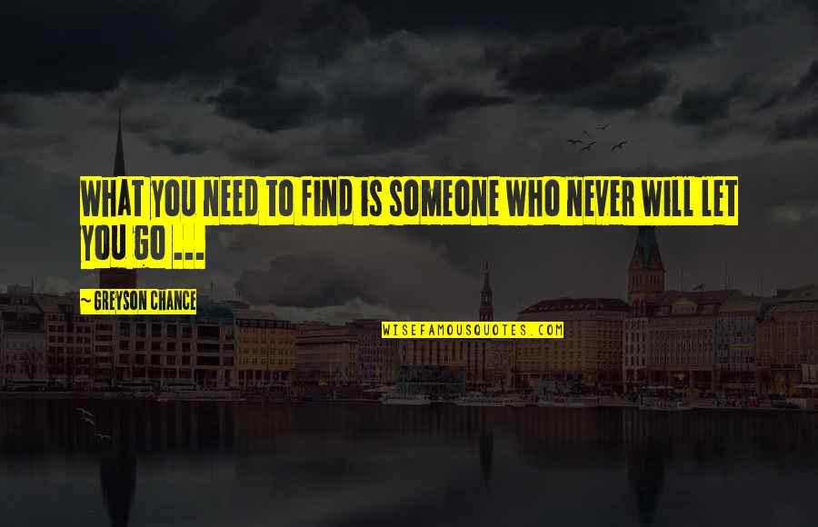 Never Find Someone Quotes By Greyson Chance: What you need to find is someone who