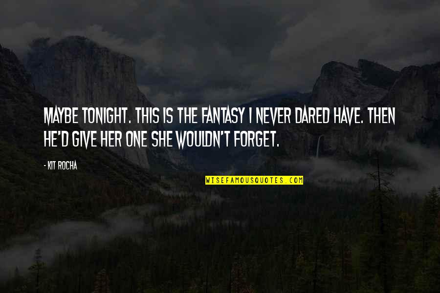 Never Forget Her Quotes By Kit Rocha: Maybe tonight. This is the fantasy I never