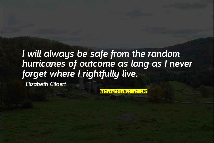Never Forget Life Quotes By Elizabeth Gilbert: I will always be safe from the random