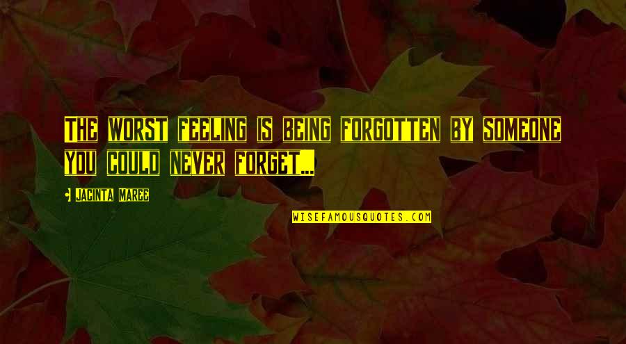 Never Forget Someone Quotes By Jacinta Maree: The worst feeling is being forgotten by someone