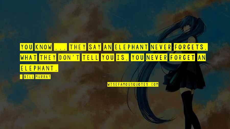 Never Forget What You Are Quotes By Bill Murray: You know ... they say an elephant never Never Forget What You Are Quotes By Bill Murray: You know ... they say an elephant never