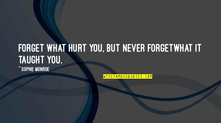 Never Forget What You Are Quotes By Sophie Monroe: Forget what hurt you, but never forgetwhat it