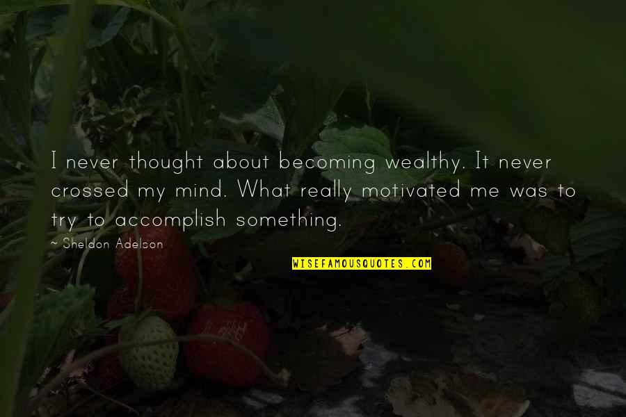 Never Forgetting Someone Tumblr Quotes By Sheldon Adelson: I never thought about becoming wealthy. It never