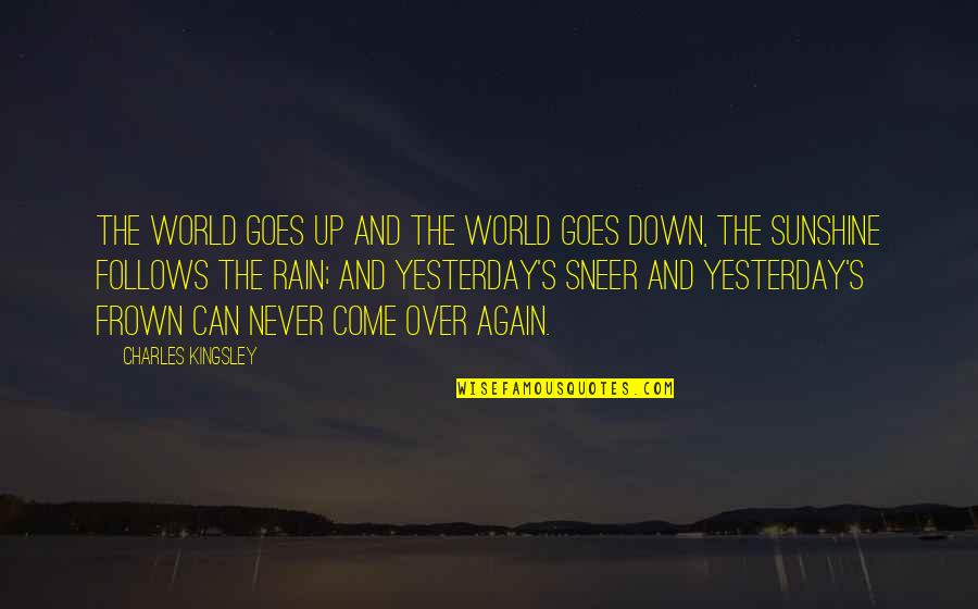 Never Frown Quotes By Charles Kingsley: The world goes up and the world goes