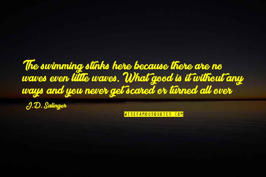 Never Get Scared Quotes By J.D. Salinger: The swimming stinks here because there are no