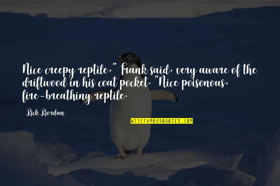 Never Getting Over Something Quotes By Rick Riordan: Nice creepy reptile," Frank said, very aware of