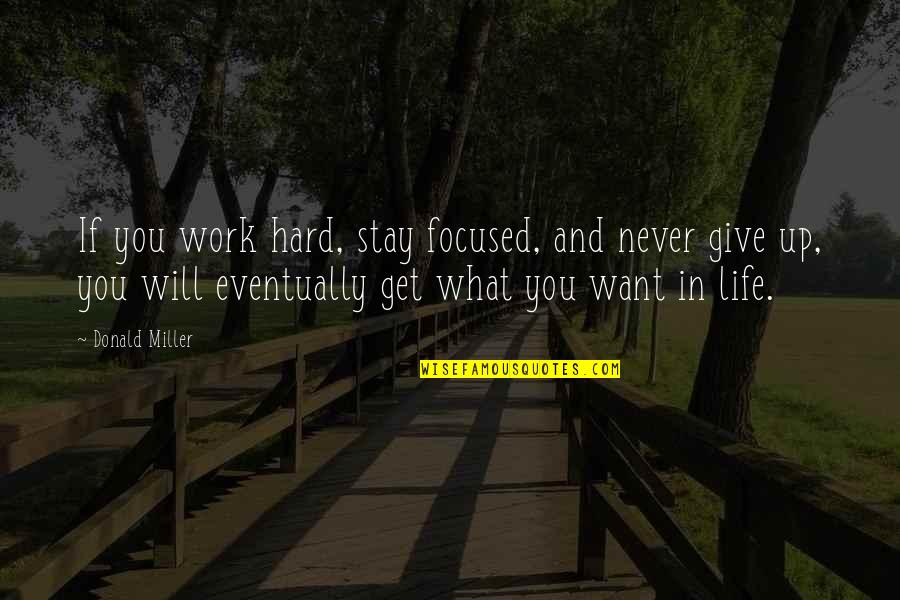 Never Give In Life Quotes By Donald Miller: If you work hard, stay focused, and never
