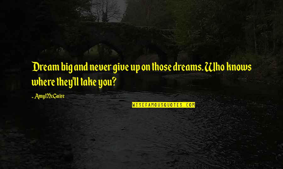 Never Give Up Dreams Quotes By Amy McGuire: Dream big and never give up on those