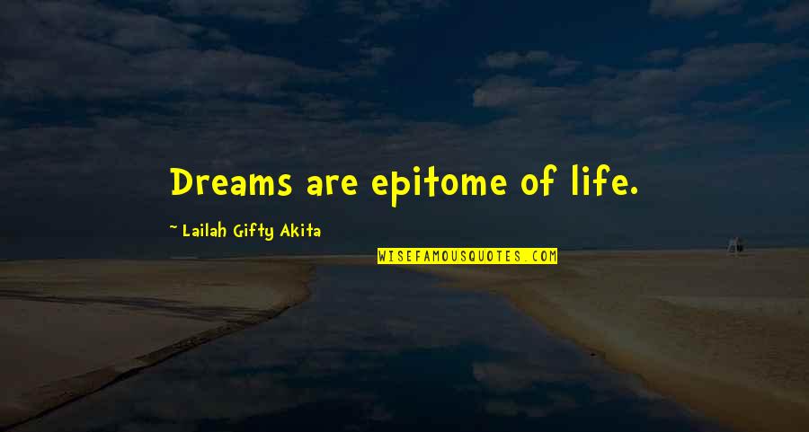 Never Give Up Dreams Quotes By Lailah Gifty Akita: Dreams are epitome of life.