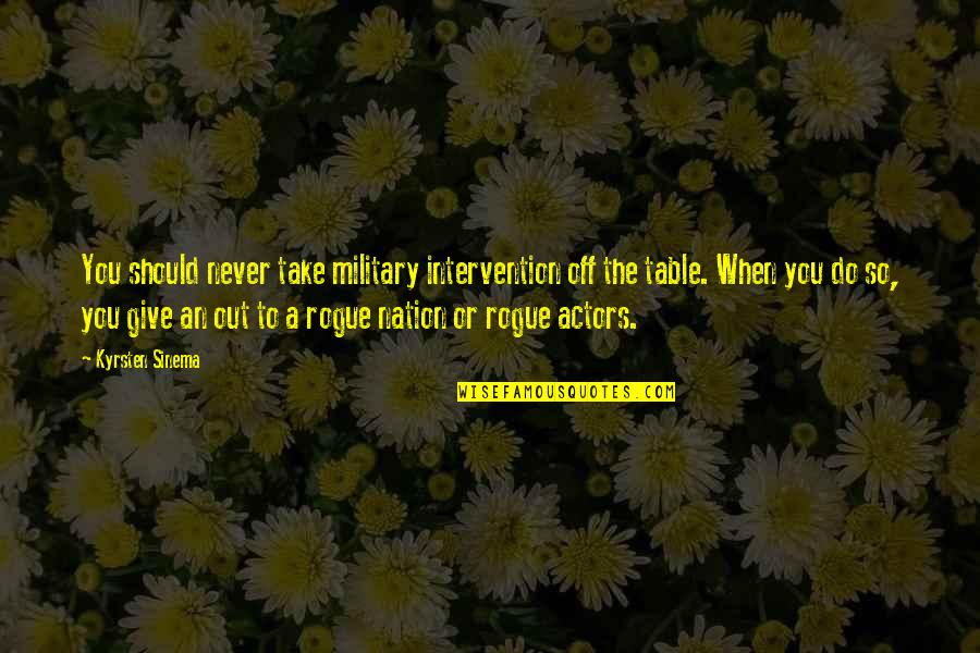 Never Give Up Military Quotes By Kyrsten Sinema: You should never take military intervention off the Never Give Up Military Quotes By Kyrsten Sinema: You should never take military intervention off the