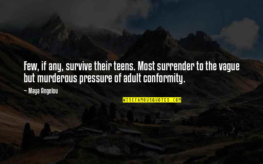 Never Give Up Military Quotes By Maya Angelou: Few, if any, survive their teens. Most surrender Never Give Up Military Quotes By Maya Angelou: Few, if any, survive their teens. Most surrender