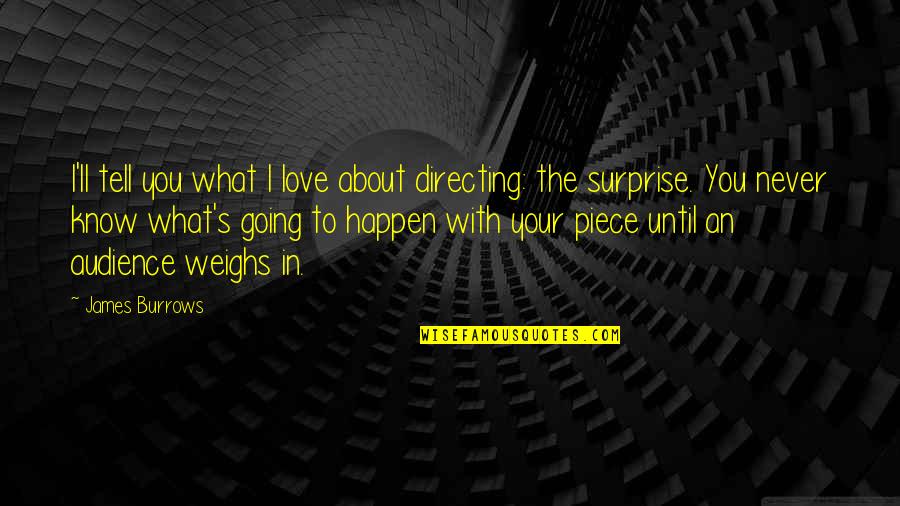 Never Going To Happen Quotes By James Burrows: I'll tell you what I love about directing: