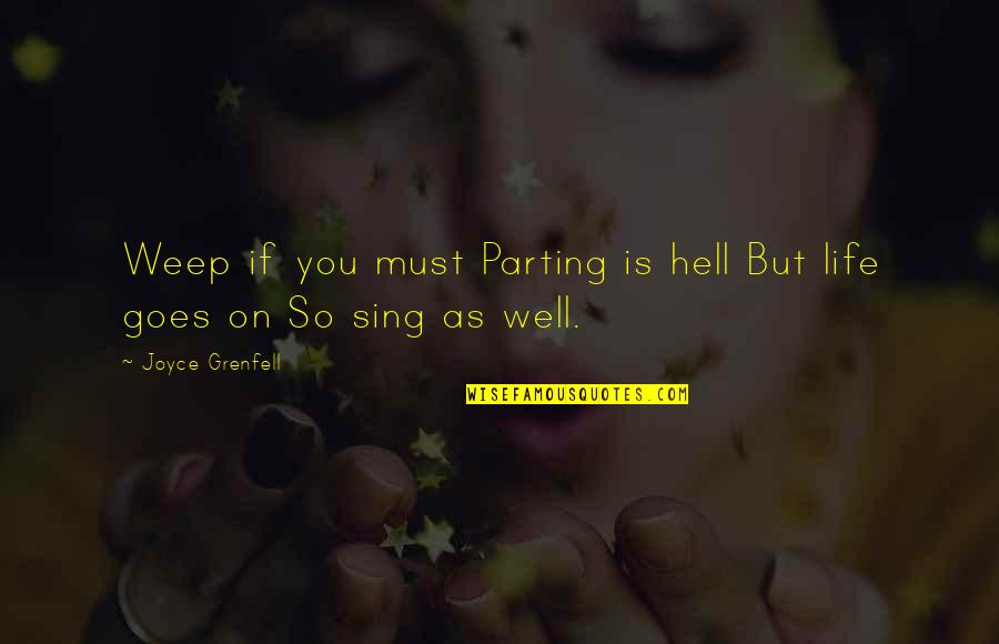 Never Gonna Be Happy Quotes By Joyce Grenfell: Weep if you must Parting is hell But