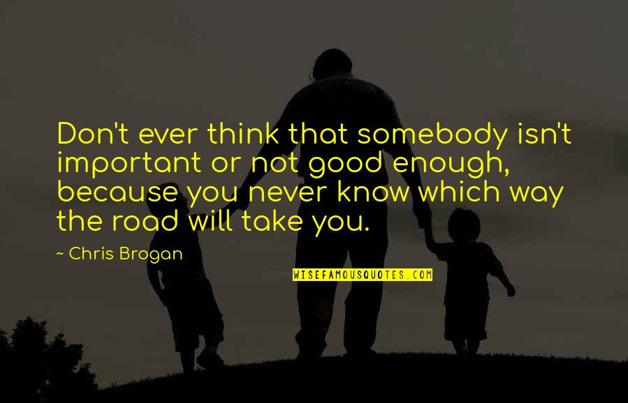 Never Good Enough Quotes By Chris Brogan: Don't ever think that somebody isn't important or