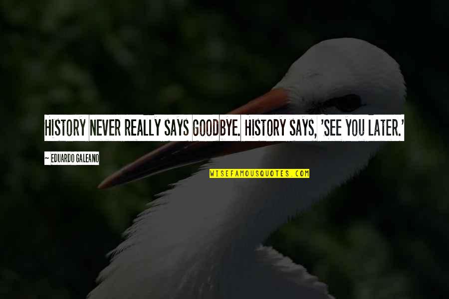 Never Goodbye Quotes By Eduardo Galeano: History never really says goodbye. History says, 'See