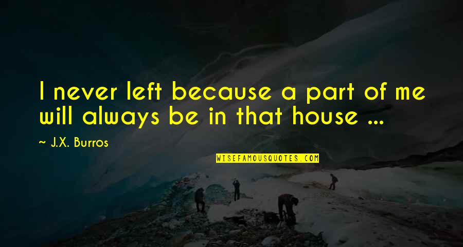 Never Growing Up Quotes By J.X. Burros: I never left because a part of me