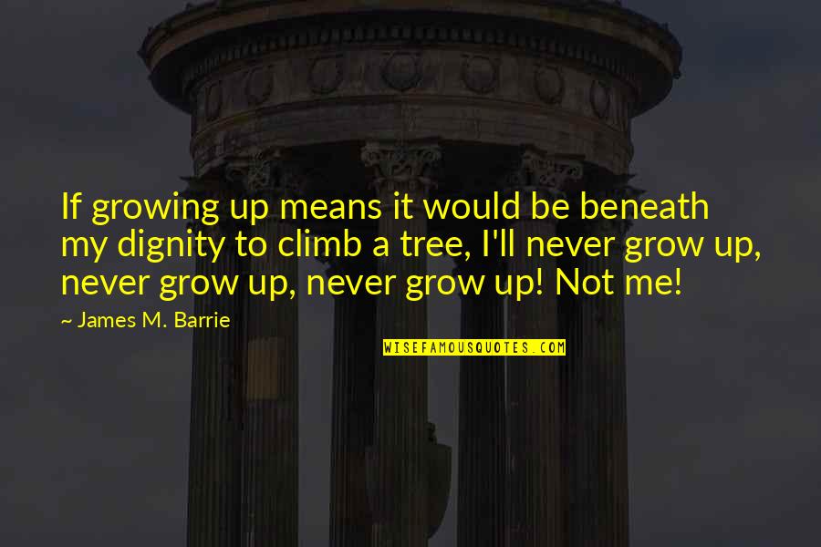 Never Growing Up Quotes By James M. Barrie: If growing up means it would be beneath Never Growing Up Quotes By James M. Barrie: If growing up means it would be beneath