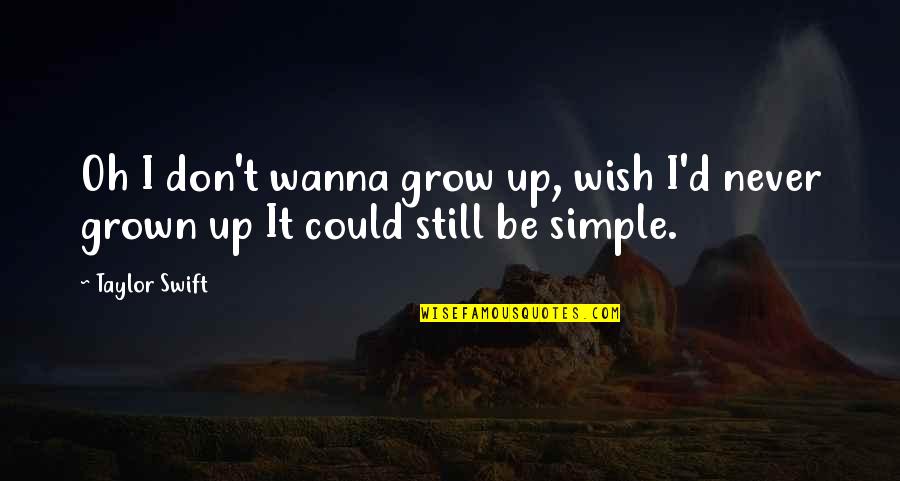 Never Growing Up Quotes By Taylor Swift: Oh I don't wanna grow up, wish I'd