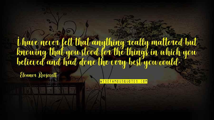 Never Had You Quotes By Eleanor Roosevelt: I have never felt that anything really mattered