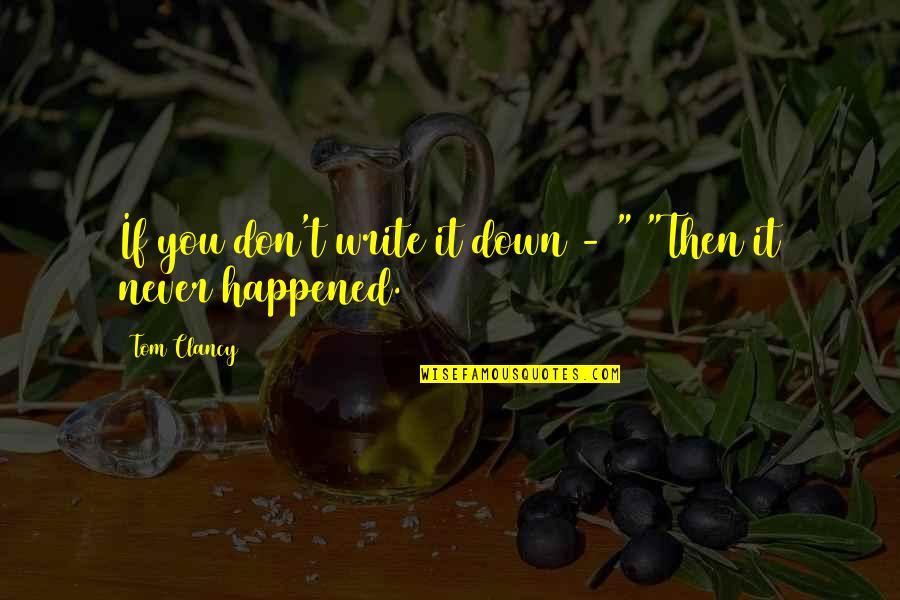 Never Happened Quotes By Tom Clancy: If you don't write it down - "