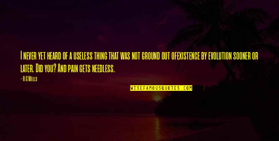 Never Heard Quotes By H.G.Wells: I never yet heard of a useless thing