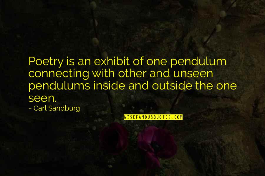 Never Held Anyone Back Quotes By Carl Sandburg: Poetry is an exhibit of one pendulum connecting