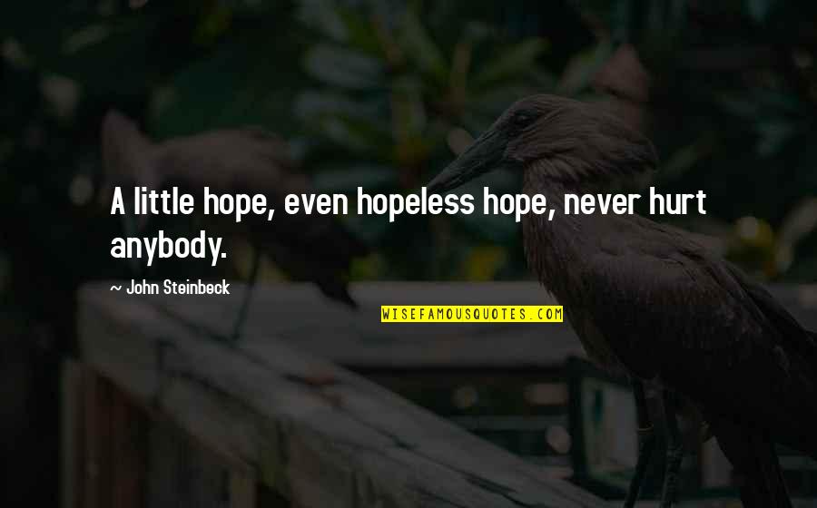 Never Hurt Anybody Quotes By John Steinbeck: A little hope, even hopeless hope, never hurt