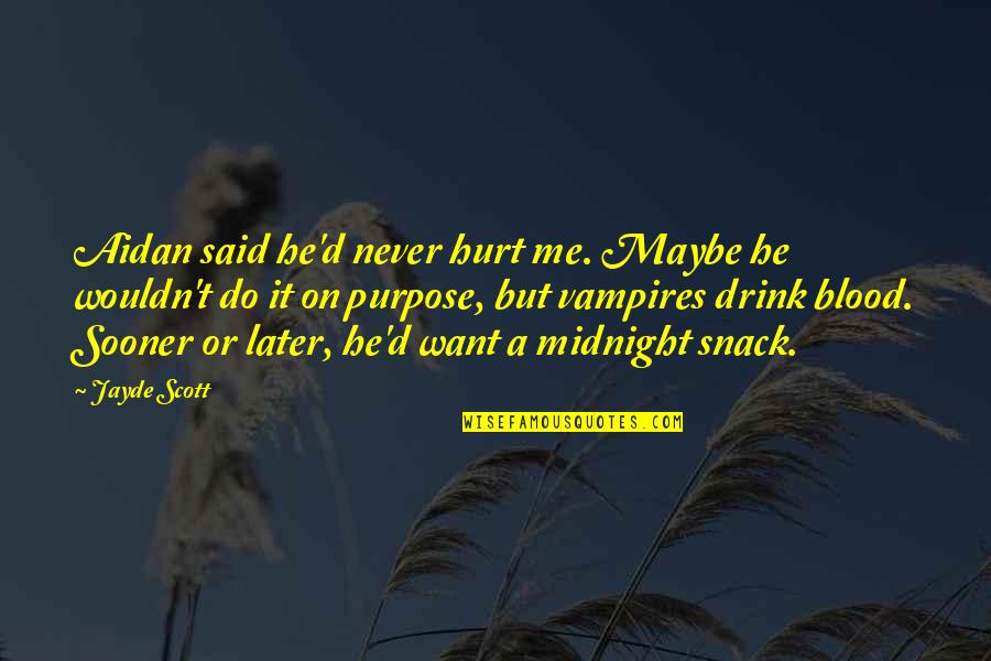 Never Hurt Me Quotes By Jayde Scott: Aidan said he'd never hurt me. Maybe he Never Hurt Me Quotes By Jayde Scott: Aidan said he'd never hurt me. Maybe he