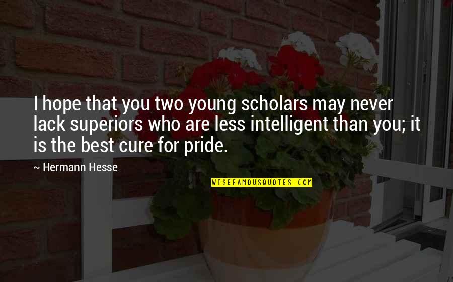 Never Lack Quotes By Hermann Hesse: I hope that you two young scholars may