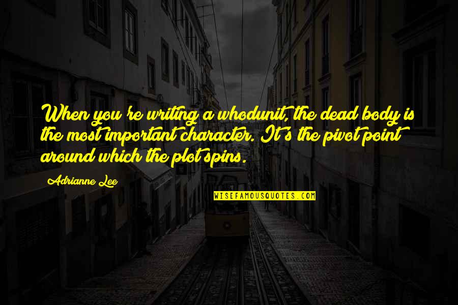 Never Lay Down Quotes By Adrianne Lee: When you're writing a whodunit, the dead body