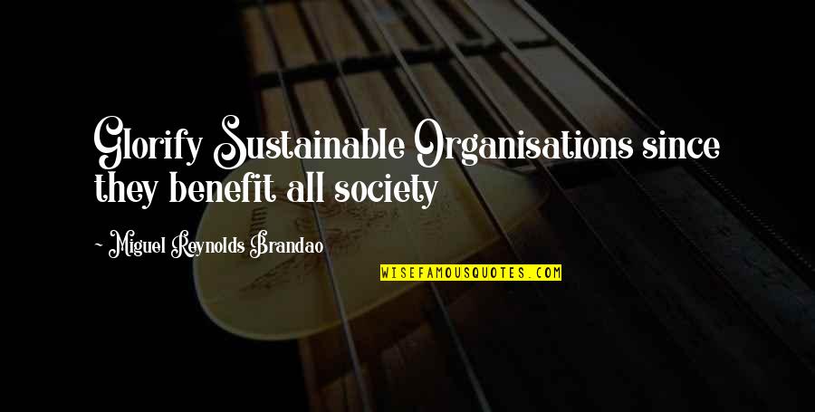 Never Leaving Him Quotes By Miguel Reynolds Brandao: Glorify Sustainable Organisations since they benefit all society