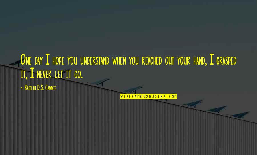 Never Let Go Of My Hand Quotes By Kaitlin D.S. Cammie: One day I hope you understand when you