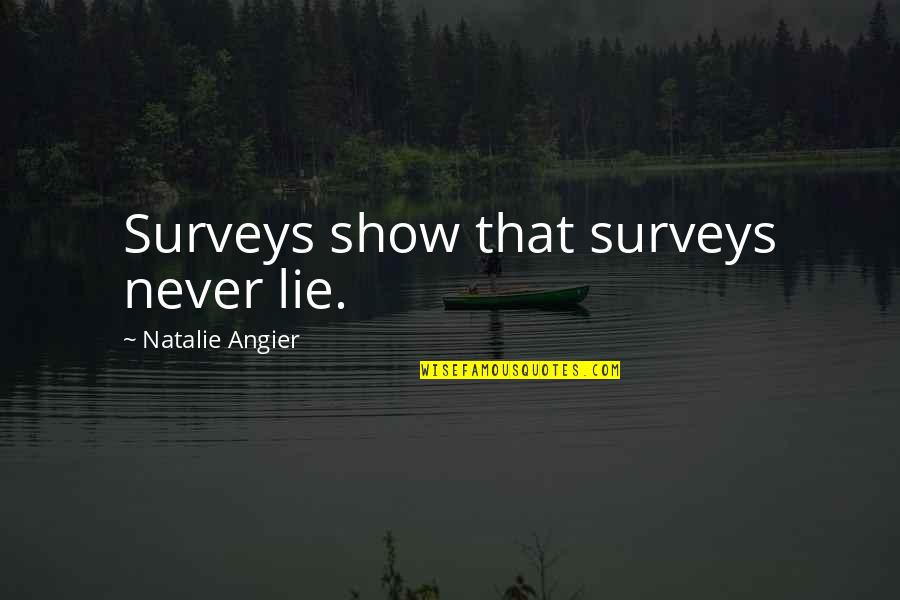 Never Lie Quotes By Natalie Angier: Surveys show that surveys never lie.