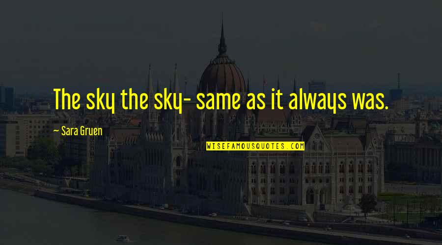 Never Lie To Your Partner Quotes By Sara Gruen: The sky the sky- same as it always Never Lie To Your Partner Quotes By Sara Gruen: The sky the sky- same as it always