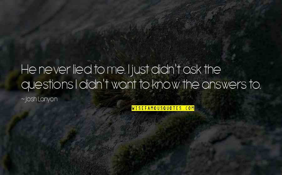 Never Lied Quotes By Josh Lanyon: He never lied to me. I just didn't