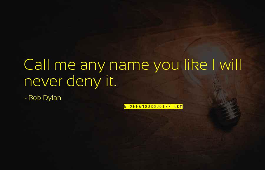 Never Like You Quotes By Bob Dylan: Call me any name you like I will