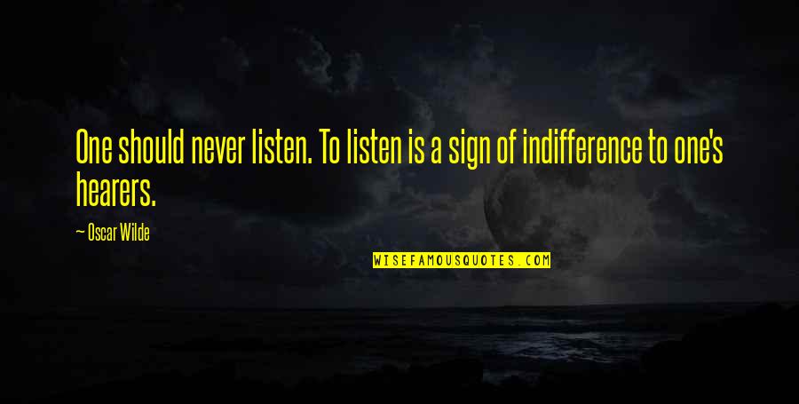 Never Listen To Quotes By Oscar Wilde: One should never listen. To listen is a