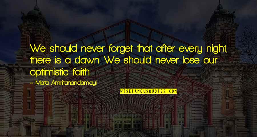 Never Lose Faith Quotes By Mata Amritanandamayi: We should never forget that after every night,