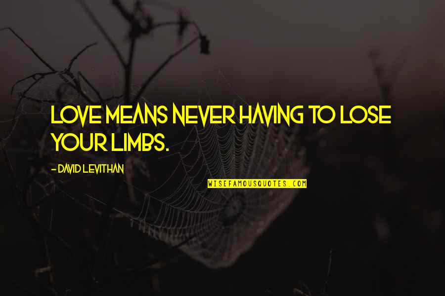 Never Lose Love Quotes By David Levithan: Love means never having to lose your limbs.