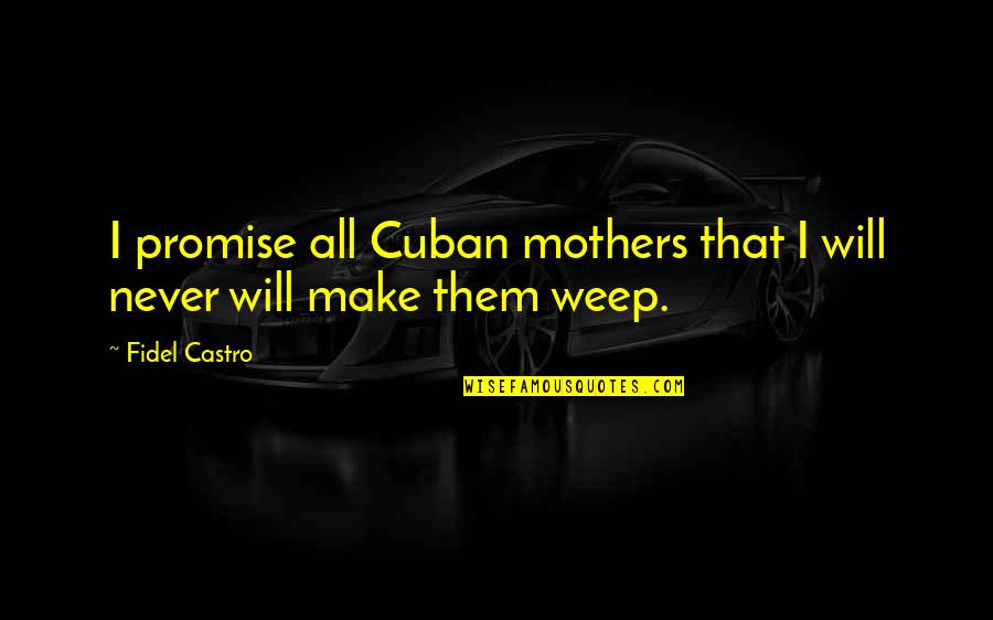Never Make A Promise Quotes By Fidel Castro: I promise all Cuban mothers that I will