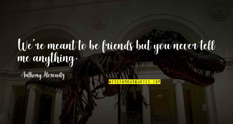 Never Meant Anything To You Quotes By Anthony Horowitz: We're meant to be friends but you never Never Meant Anything To You Quotes By Anthony Horowitz: We're meant to be friends but you never