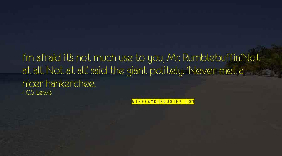 Never Met You Quotes By C.S. Lewis: I'm afraid it's not much use to you,