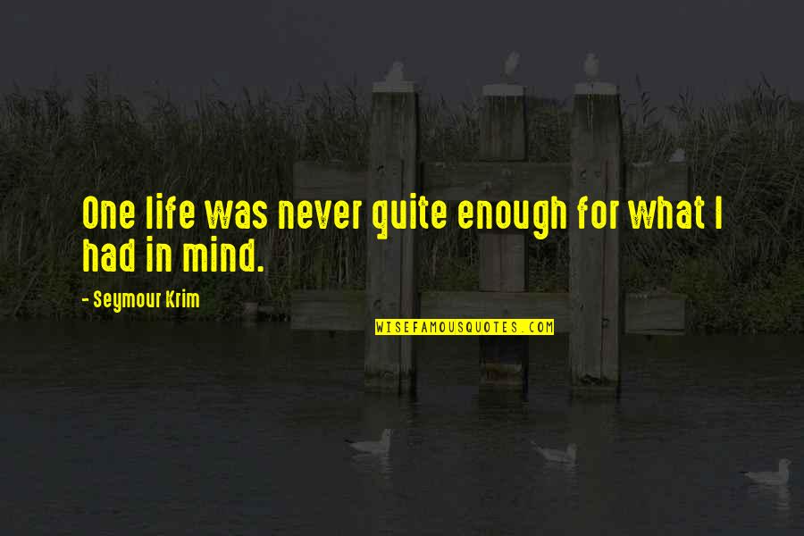 Never Quit Life Quotes By Seymour Krim: One life was never quite enough for what