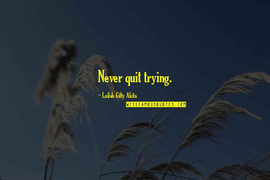 Never Quit Quotes By Lailah Gifty Akita: Never quit trying. Never Quit Quotes By Lailah Gifty Akita: Never quit trying.