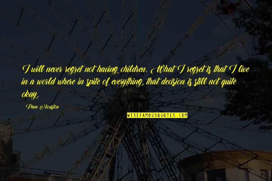 Never Regret Your Decision Quotes By Pam Houston: I will never regret not having children. What Never Regret Your Decision Quotes By Pam Houston: I will never regret not having children. What