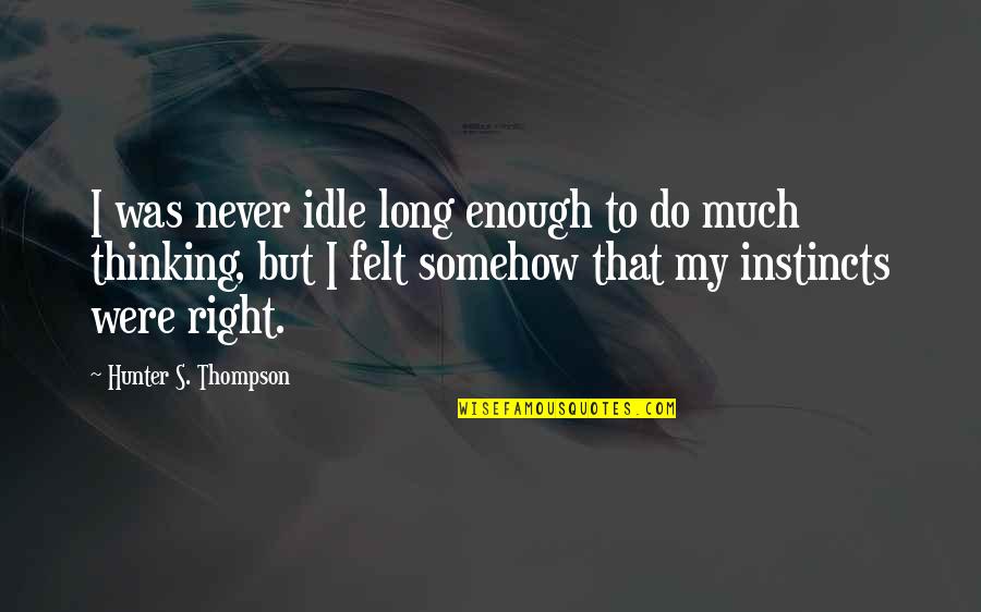 Never Right Quotes By Hunter S. Thompson: I was never idle long enough to do