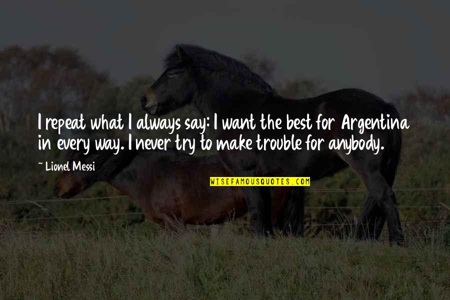 Never Say Always Quotes By Lionel Messi: I repeat what I always say: I want